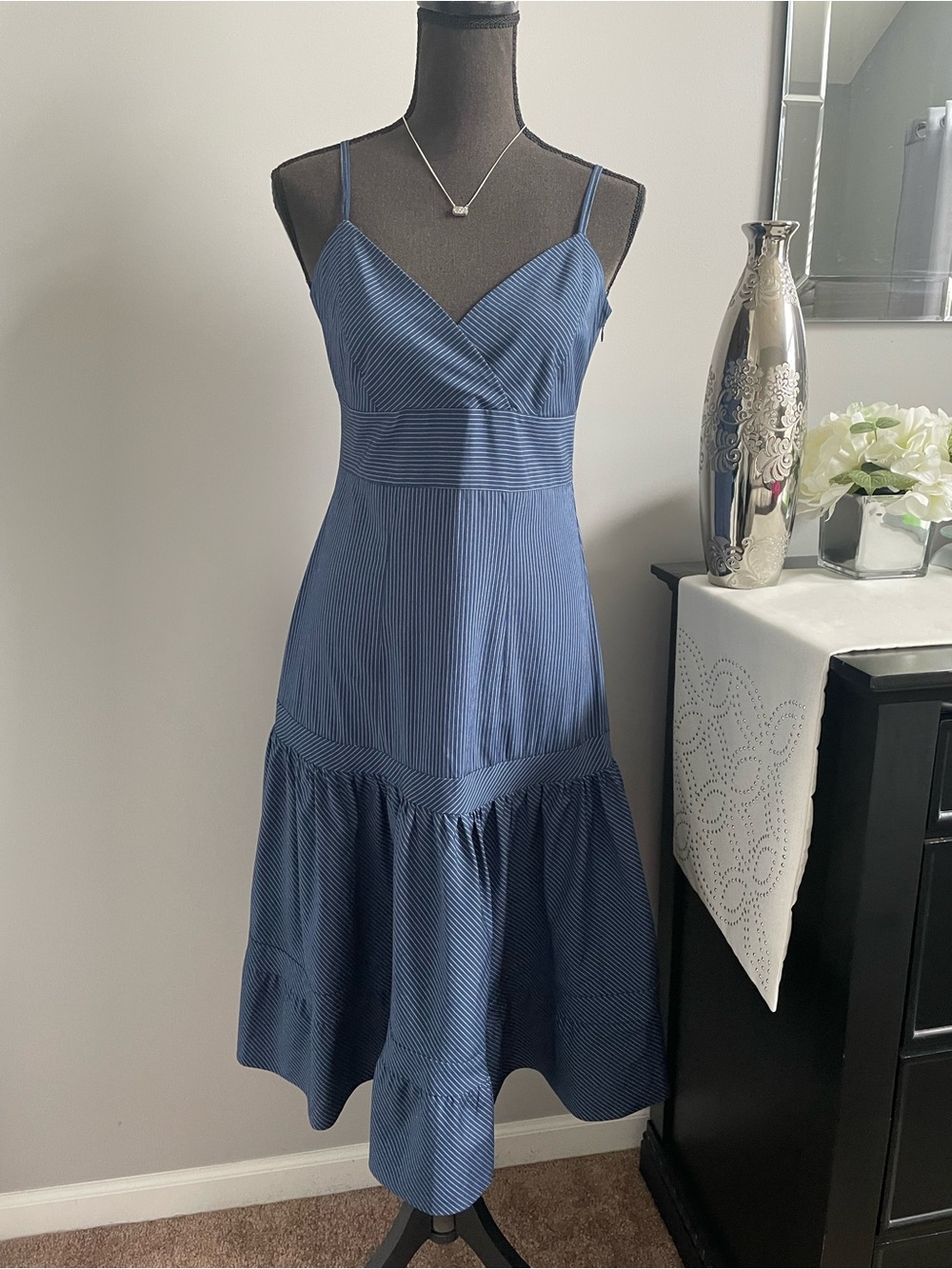 Blue and White Pinstripe Sundress